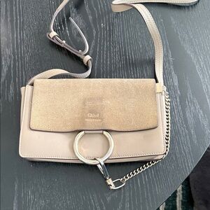 Chloe Gray / Tan and Gold Crossbody Bag